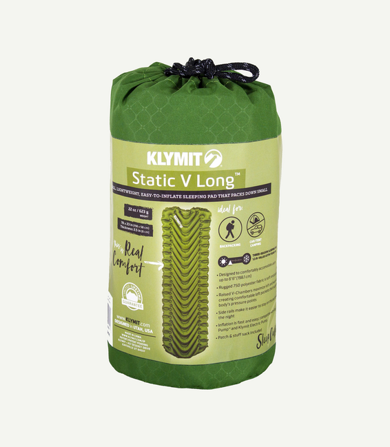 Klymit Static V Long термална постелка, зелена
