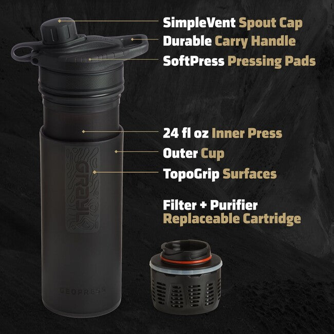 GRAYL GeoPress Purifier филтрираща бутилка, Covert черно