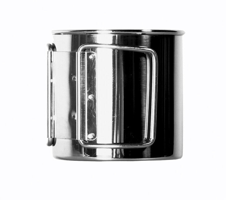 BasicNature Space Safer Mini канче от неръждаема стомана със сгъваема дръжка 0,35 л