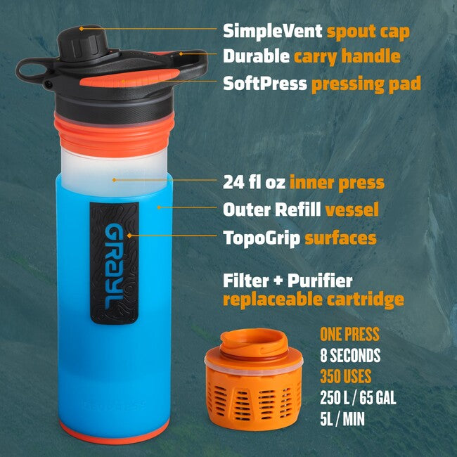 GRAYL GeoPress Purifier филтрираща бутилка, Bali синьо