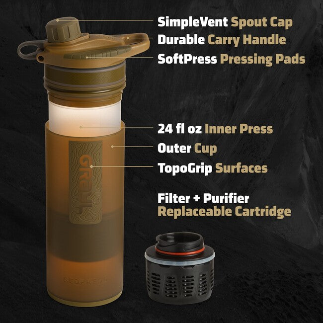 GRAYL GeoPress Purifier филтрираща бутилка, койот кафяво