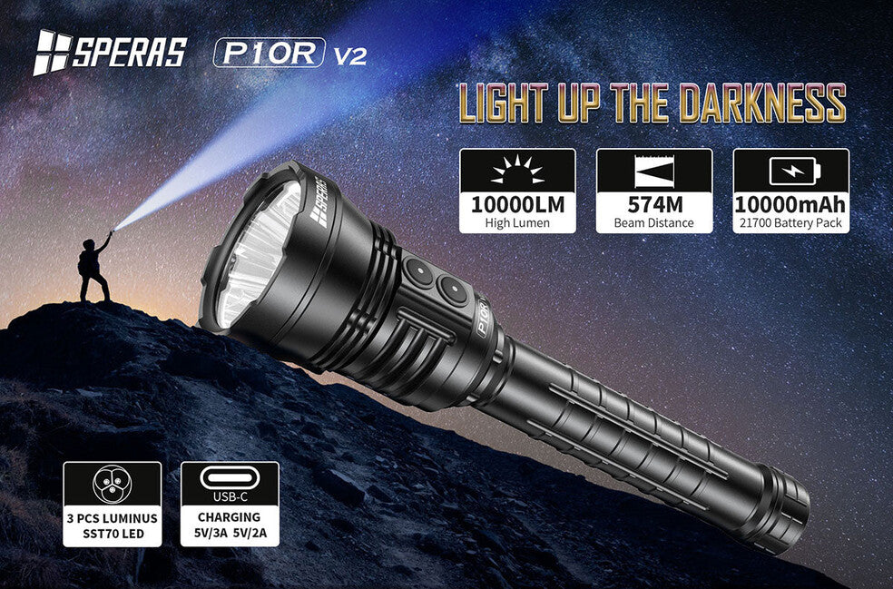 Speras P10R V2 преносима LED фенер за зареждане 10000LM