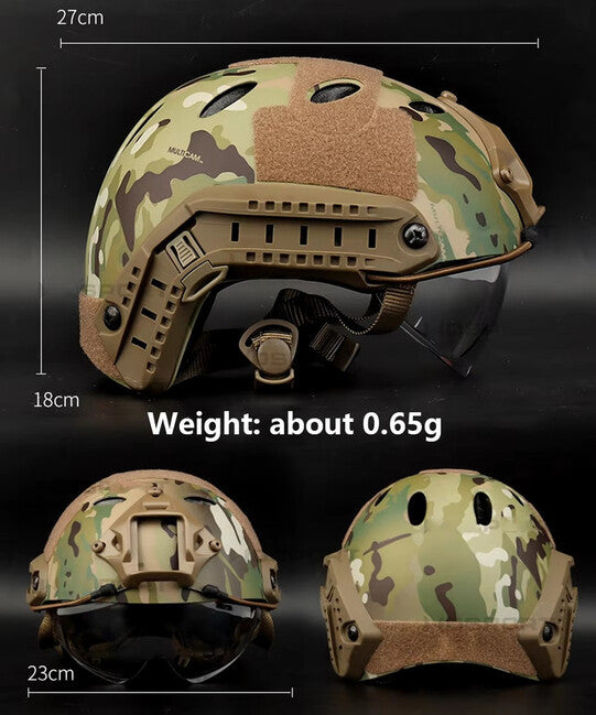 DRAGOWA Tactical FAST PJ тактическа каска с очила Bolt, сива (без сертификация)