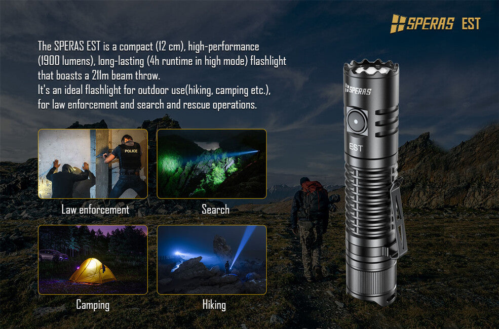 Speras Luminus SST40 акумулаторен LED фенер, черен