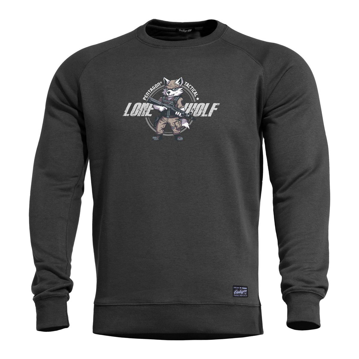 Pentagon Lone Wolf мъжки суитшърт без качулка, черно
