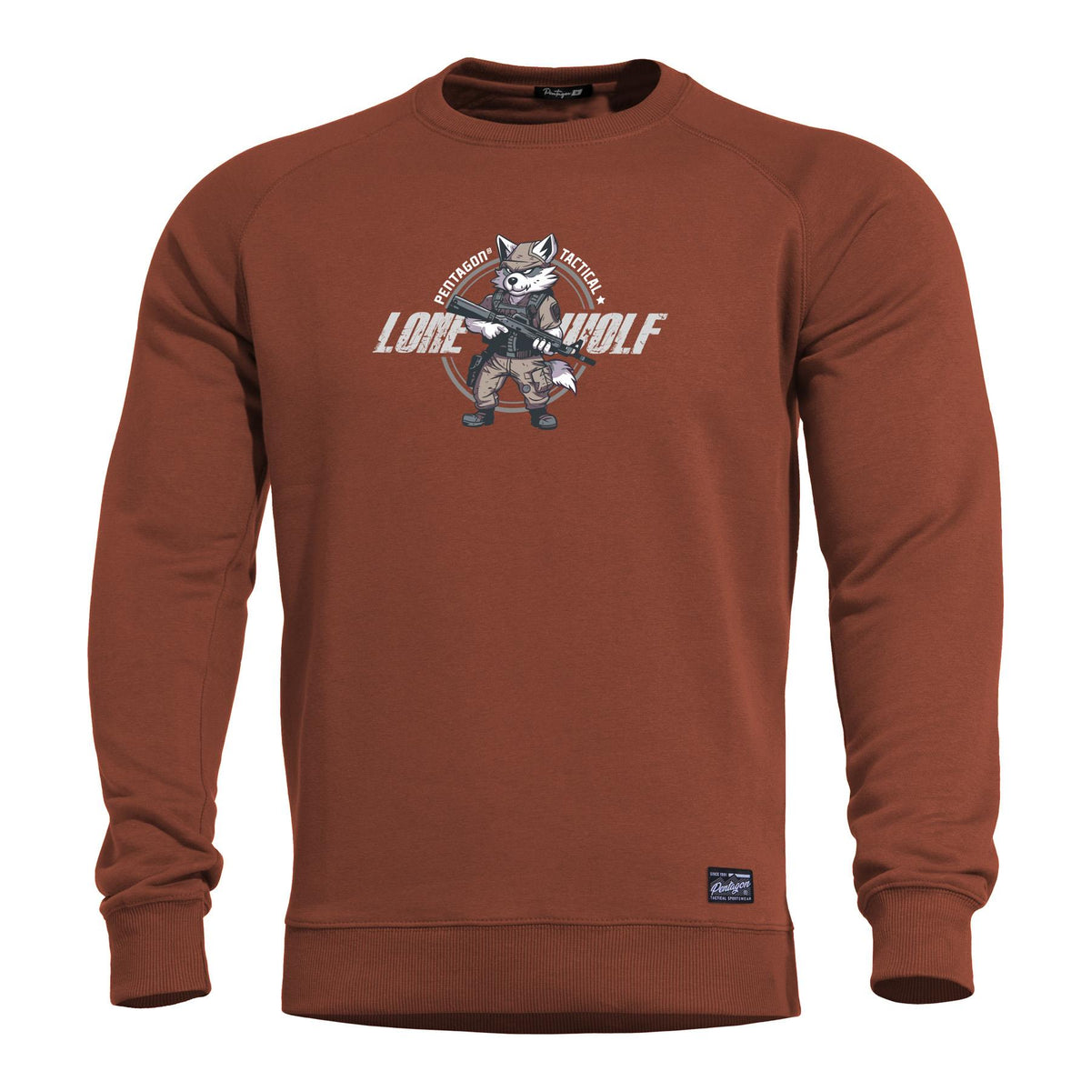 Pentagon Lone Wolf мъжки суитшърт без качулка, maroon red