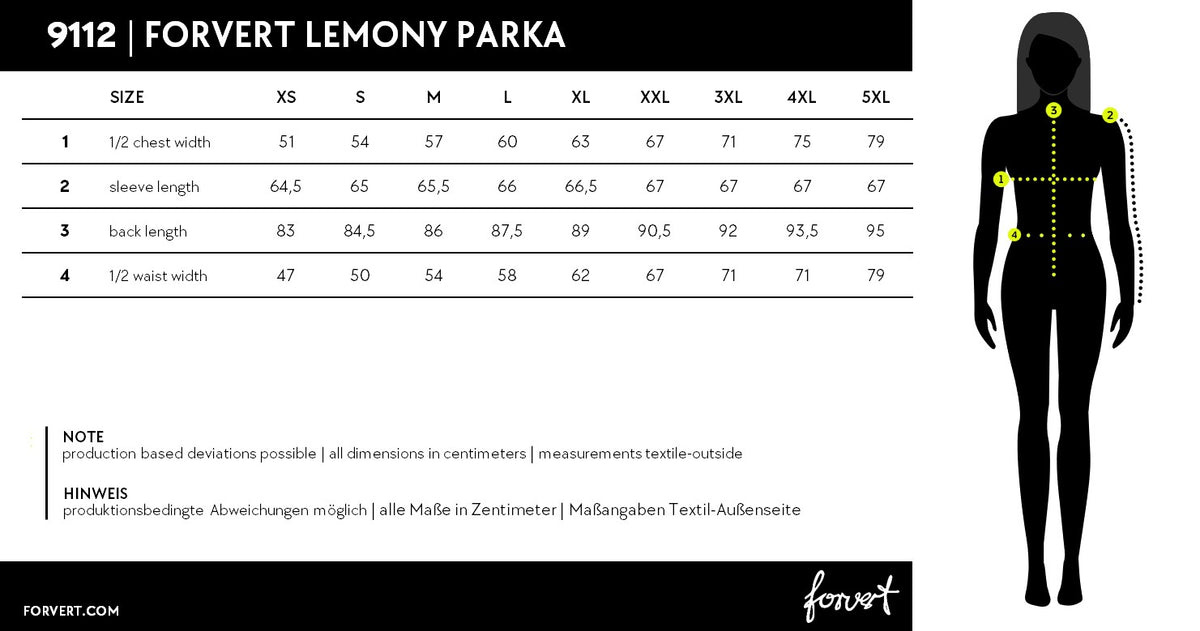 Veľkostná tabuľka Forvert Lemony