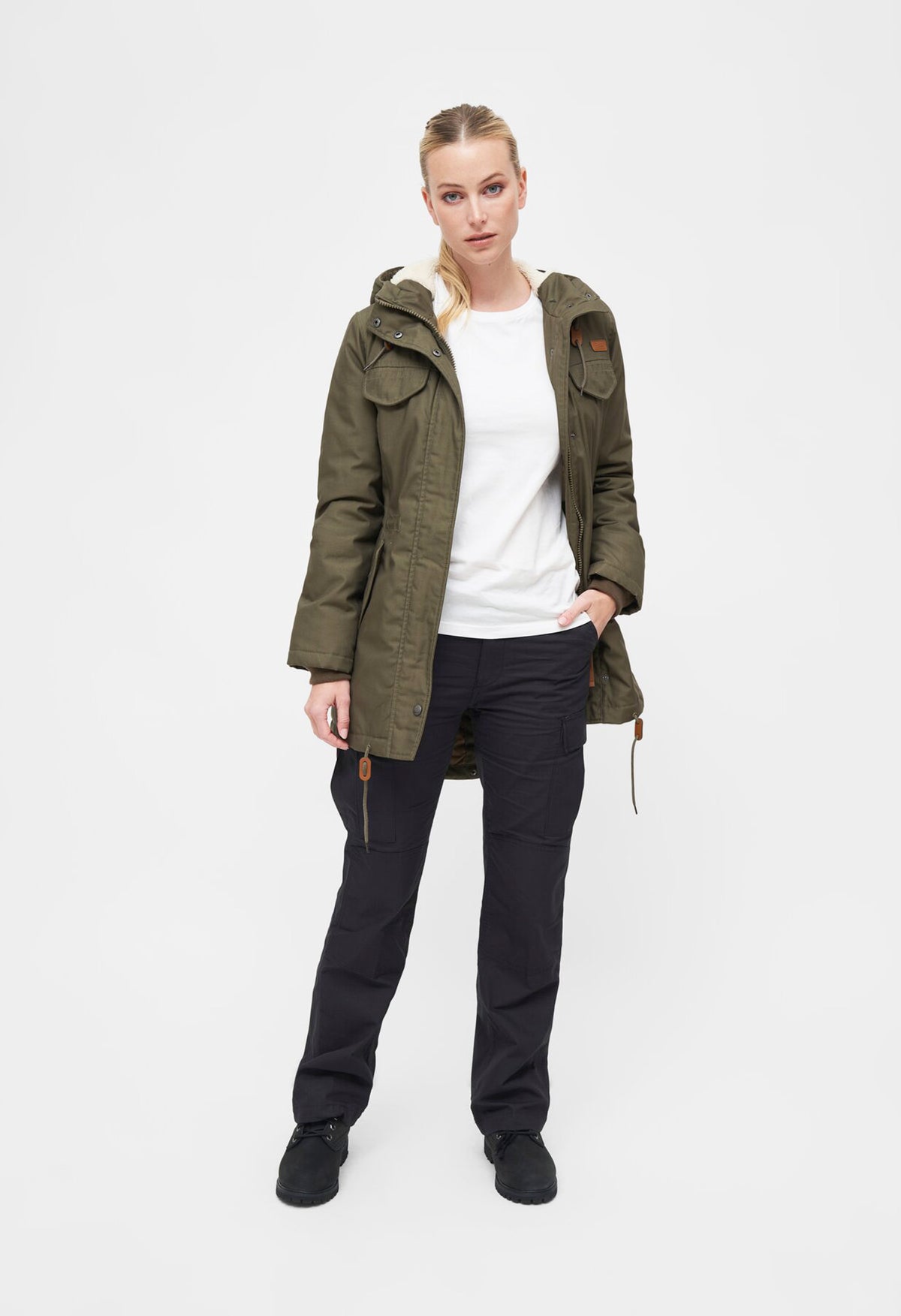 Brandit Marsh Lake dámska parka zimná bunda s kapucňou, olivová