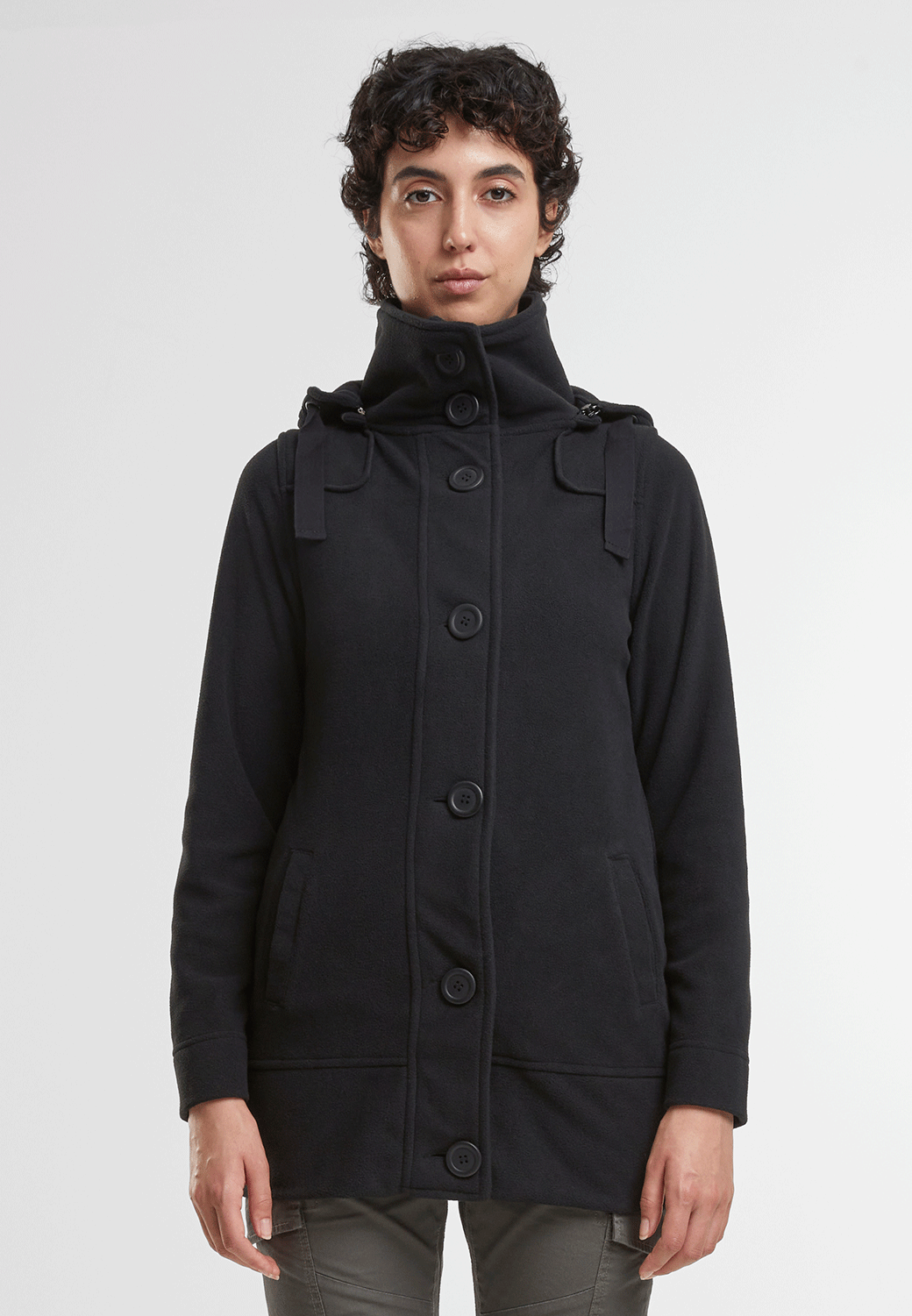 Brandit Square Fleece dámsky kabát, čierny