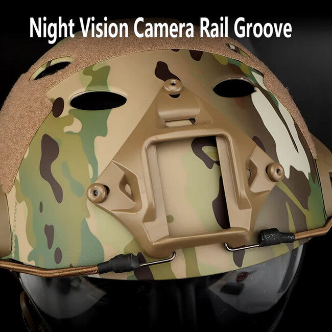 DRAGOWA Tactical FAST PJ тактическа каска с окуляри Bolt, Digital Woodland (без сертификация)