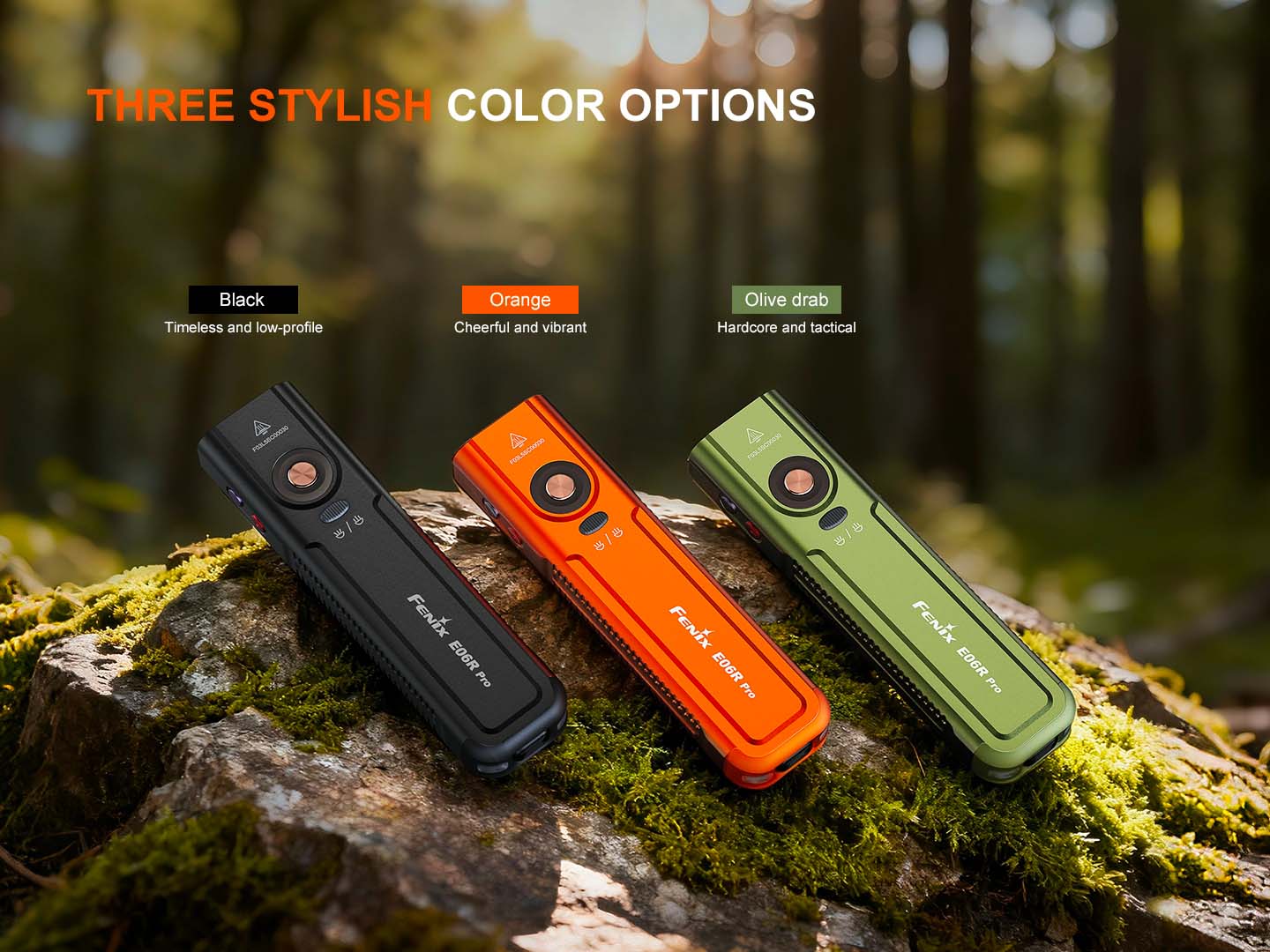 Fenix E06R PRO nabíjateľná EDC baterka, oranžová