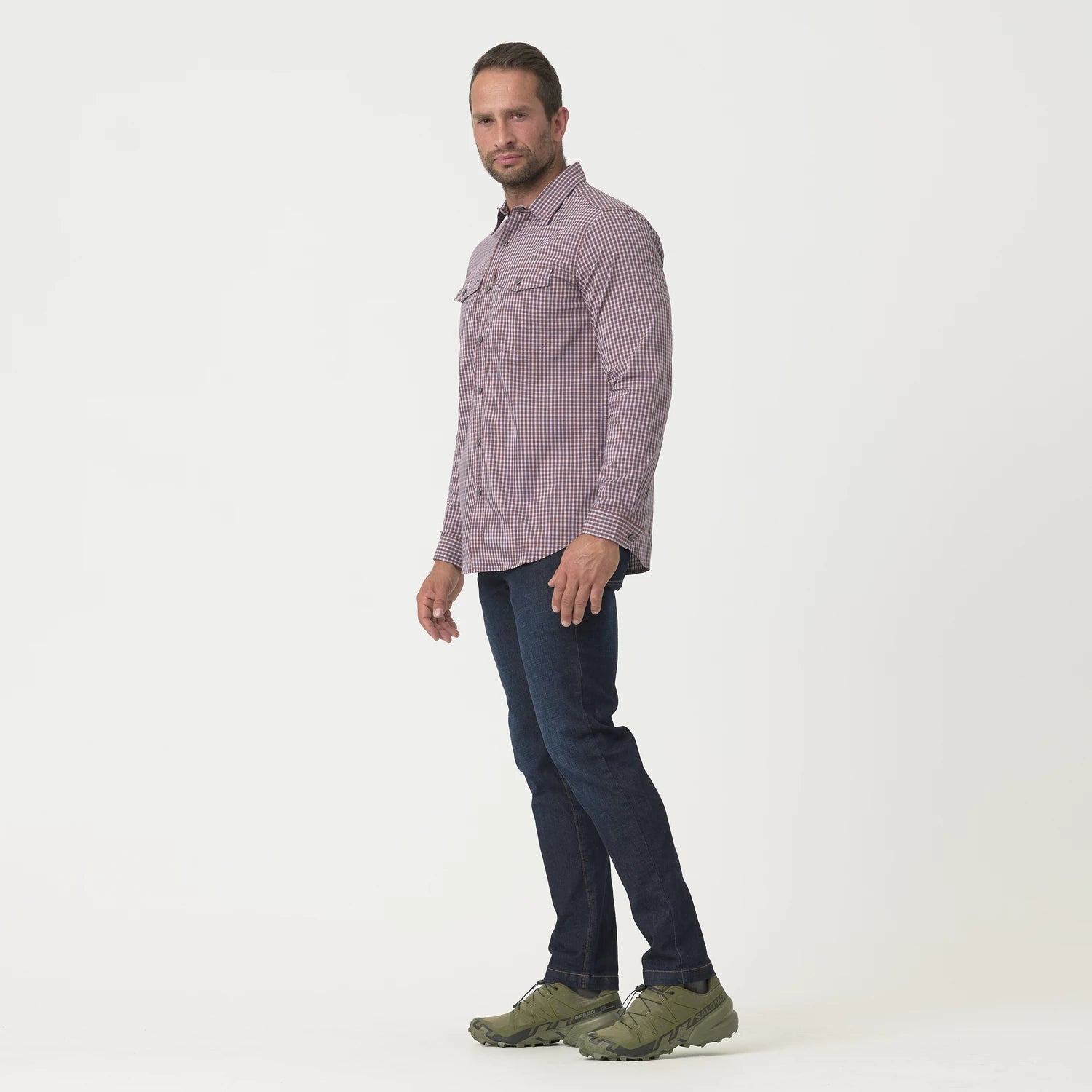 Helikon-Tex košeľa taktická na skryté nosenie, Foggy Grey Plaid – detail 1