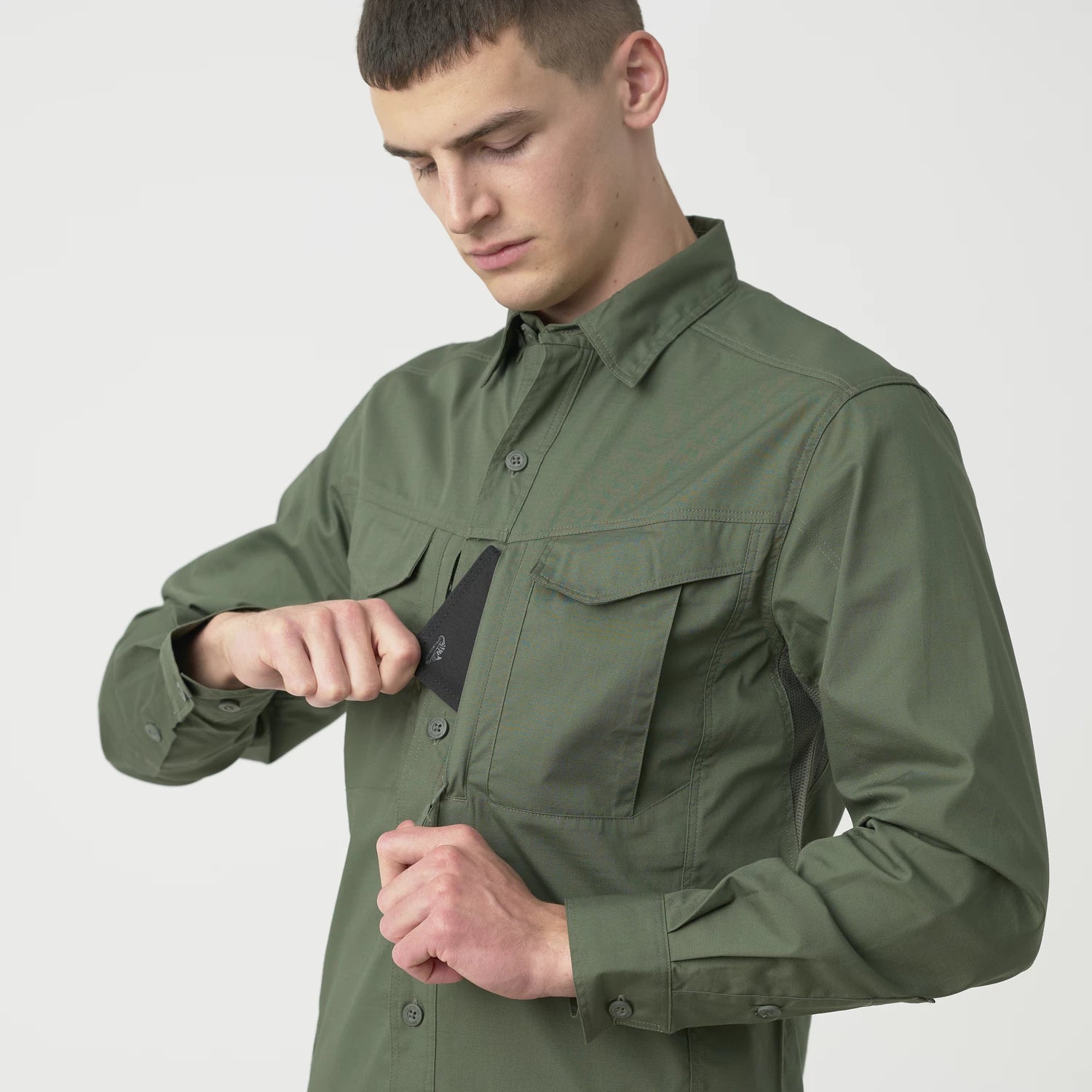 Helikon-Tex DEFENDER Mk2 košeľa s dlhým rukávom PolyCotton Ripstop, čierna – detail 4