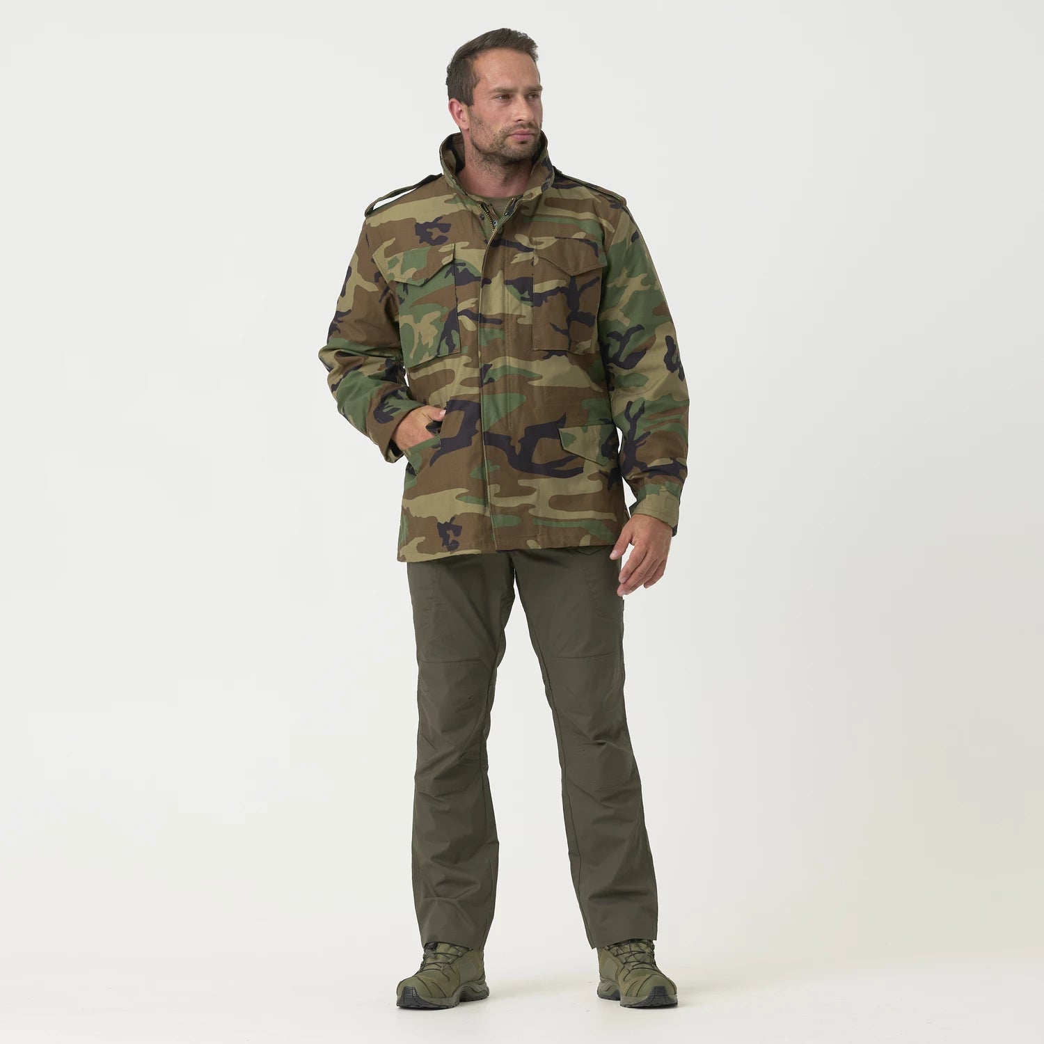 Helikon-Tex M65 bunda NyCo Sateen, olivovo zelená – detail 1
