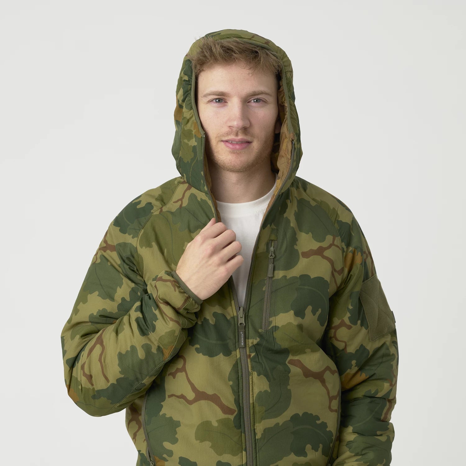 Helikon-Tex Wolfhound Obojstranná bunda Windpack, Mitchell Camo Leaf/Mitchell Clouds – detail 7
