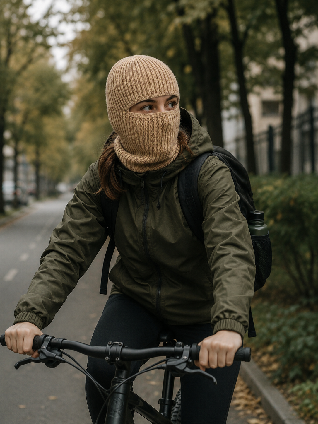 WARAGOD Mjuka knitted balaclava 2 in 1, khaki