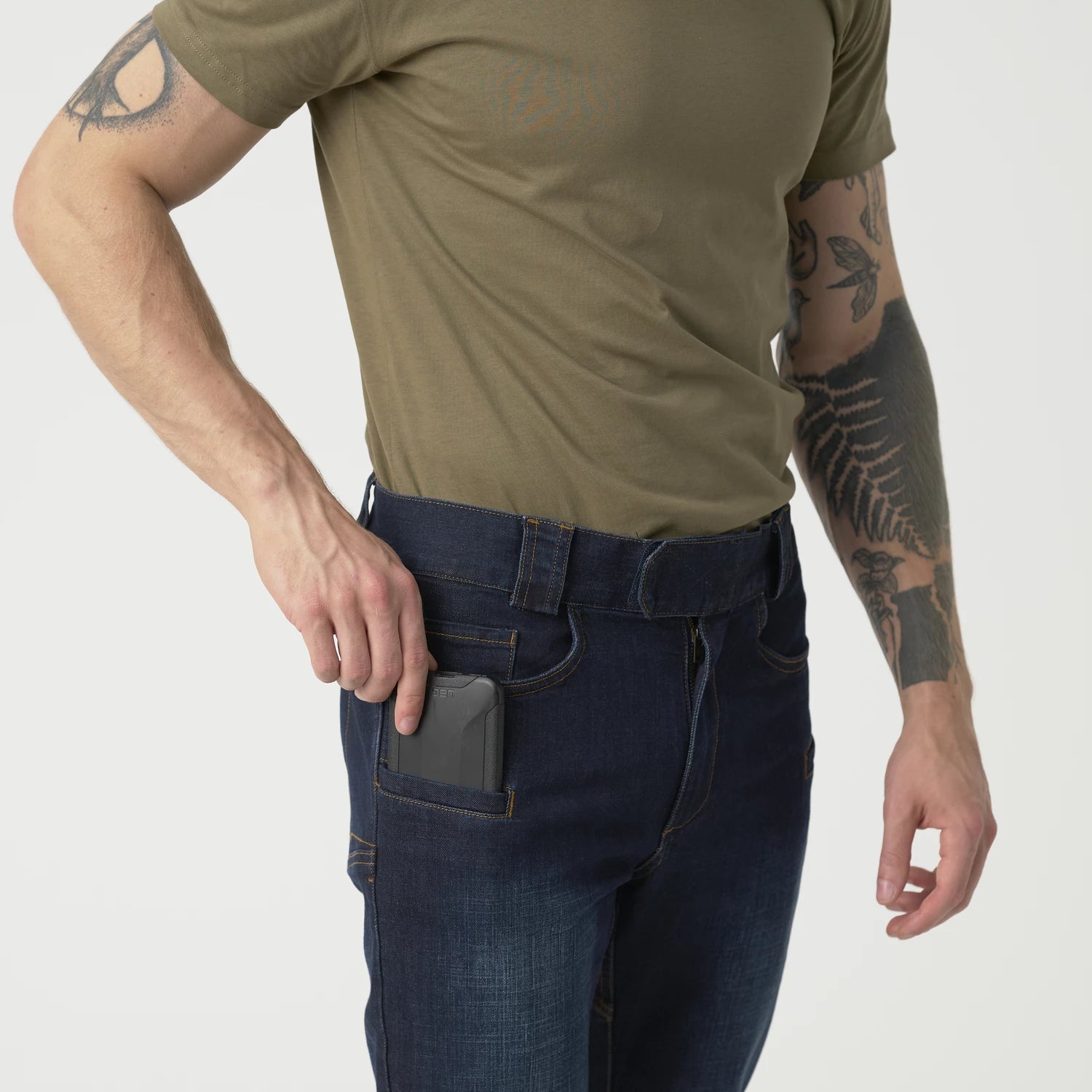 Helikon-Tex GREYMAN rifle nohavice taktické Slim Denim Mid, Dark Blue – detail 4