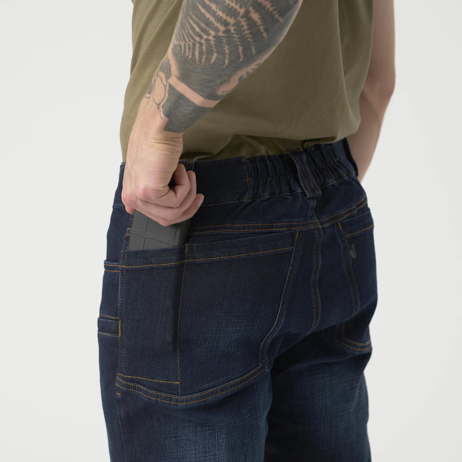 Helikon-Tex GREYMAN rifle nohavice taktické Slim Denim Mid, Dark Blue – detail 5