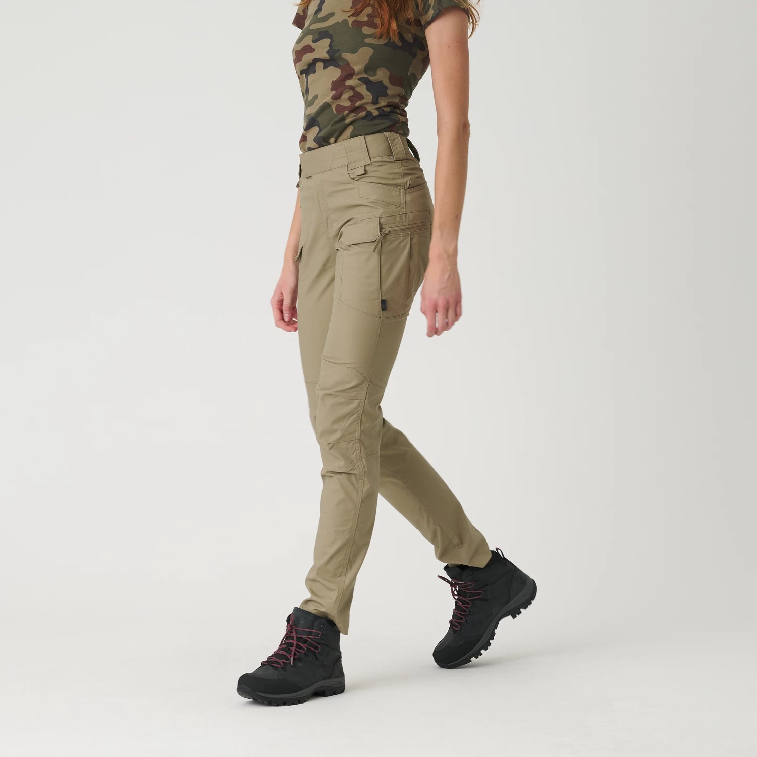 Helikon-Tex UTP Resized mestské nohavice dámske taktické PolyCotton Ripstop, Khaki – detail