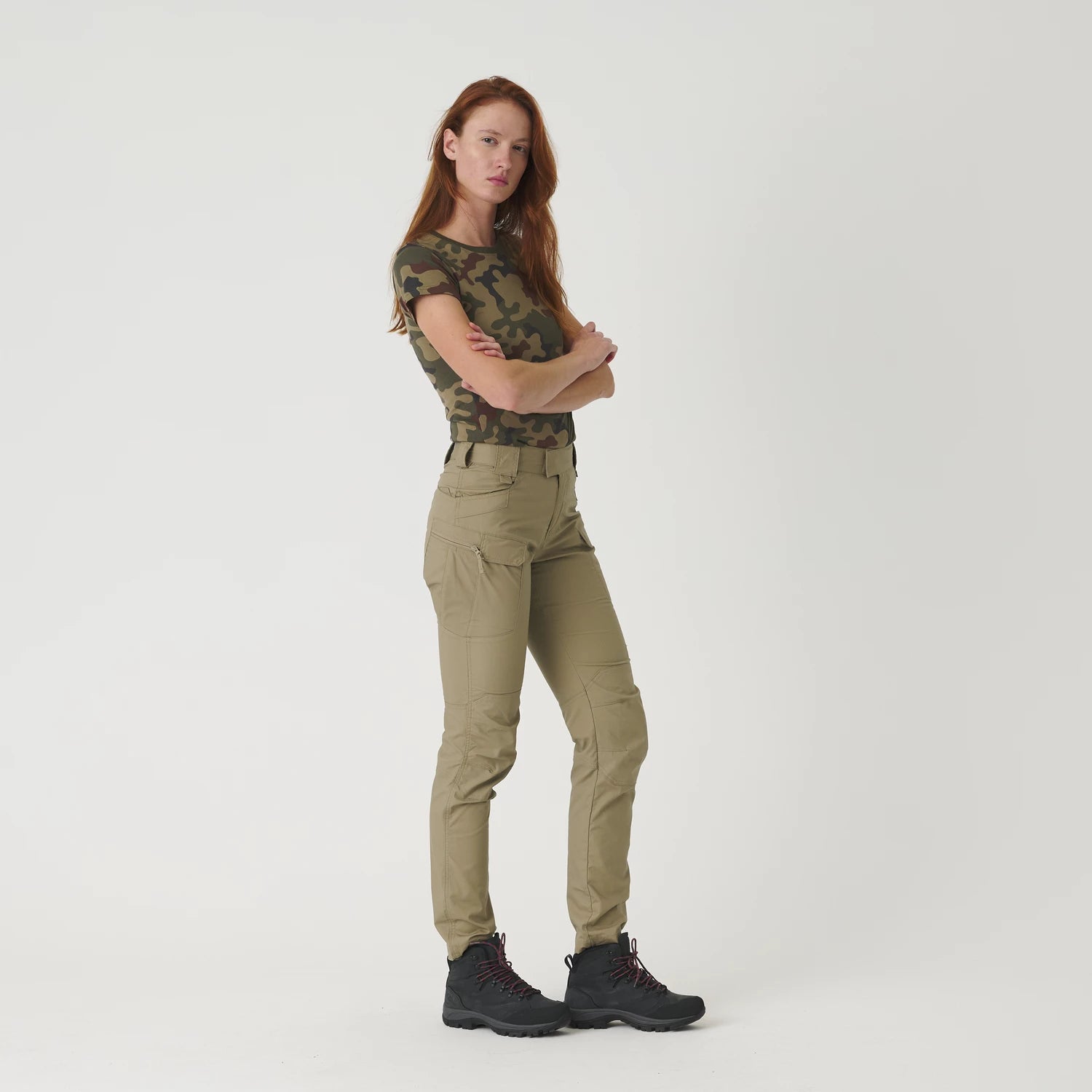 Helikon-Tex UTP Resized mestské nohavice dámske taktické PolyCotton Ripstop, Khaki – detail 5