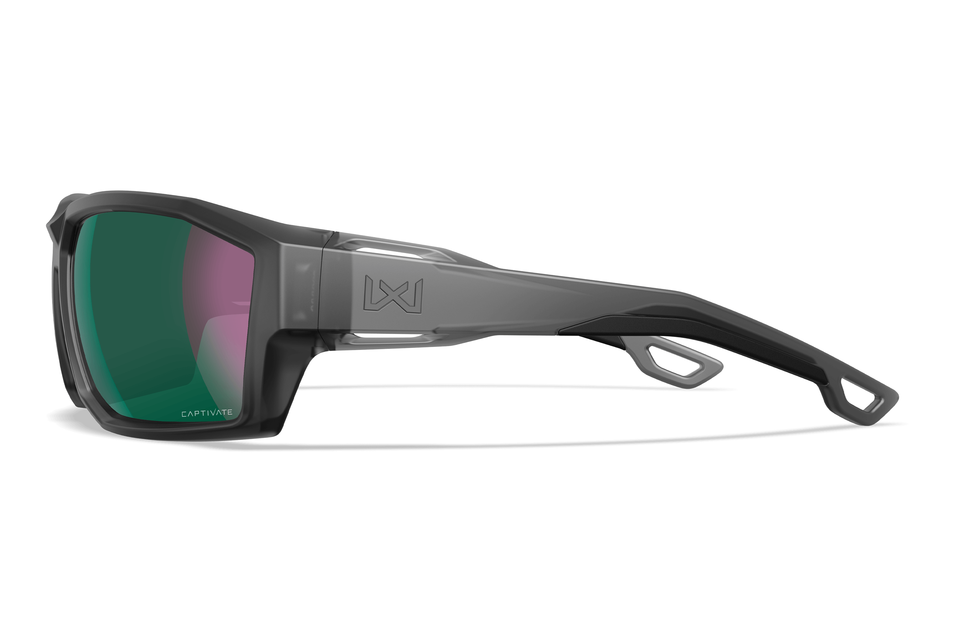 Wiley X Alpine балистични слънчеви очила, Matte Translucent Black / CAPTIVATE Polarized Green Mirror