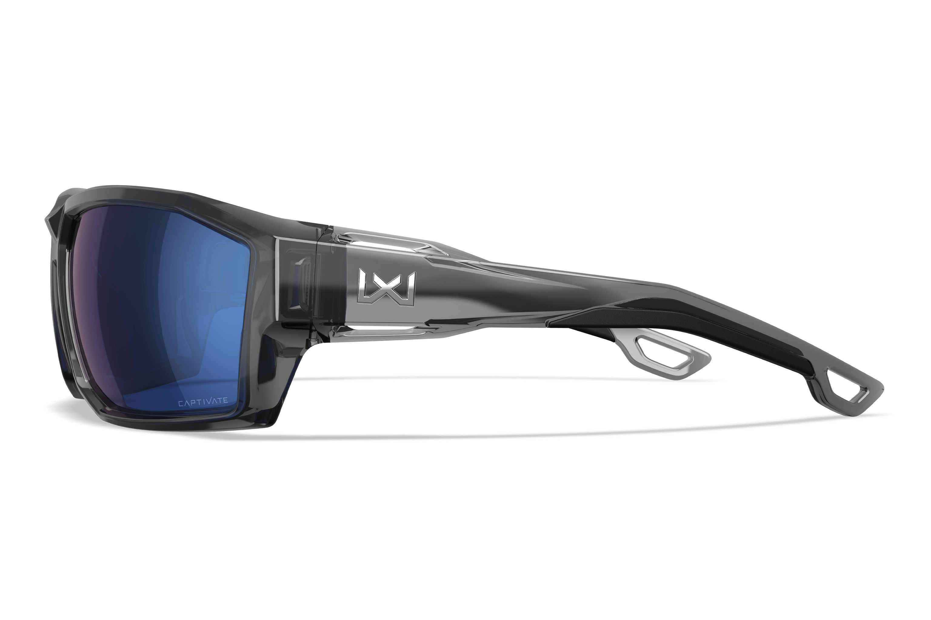 Wiley X Alpine балистични слънчеви очила, Gloss Crystal Grey / CAPTIVATE Polarized Blue Mirror