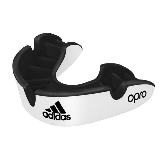 Adidas Opro сребристо протектор за зъби, бяло-черен