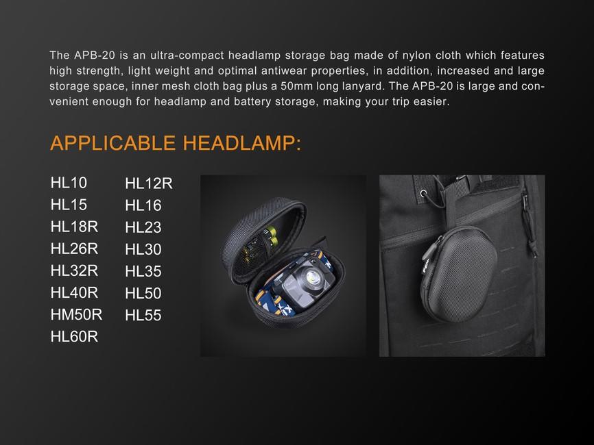 Fenix APB-20 калъф за фенери за глава, черен