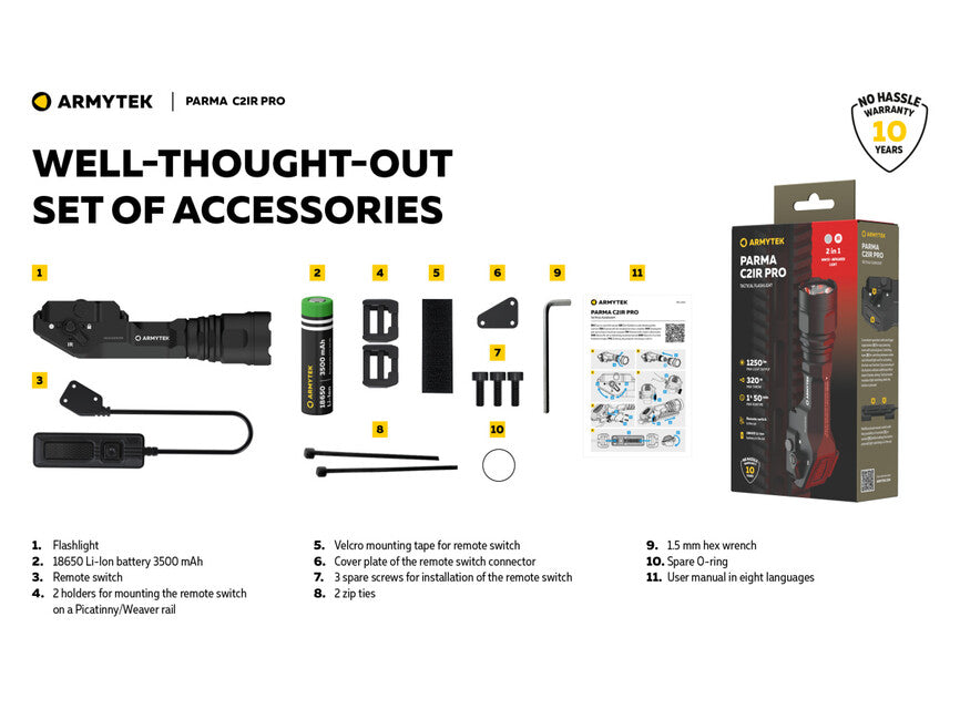 Armytek Parma C2IR Pro компактен акумулаторен пушечен фенер 1200lm