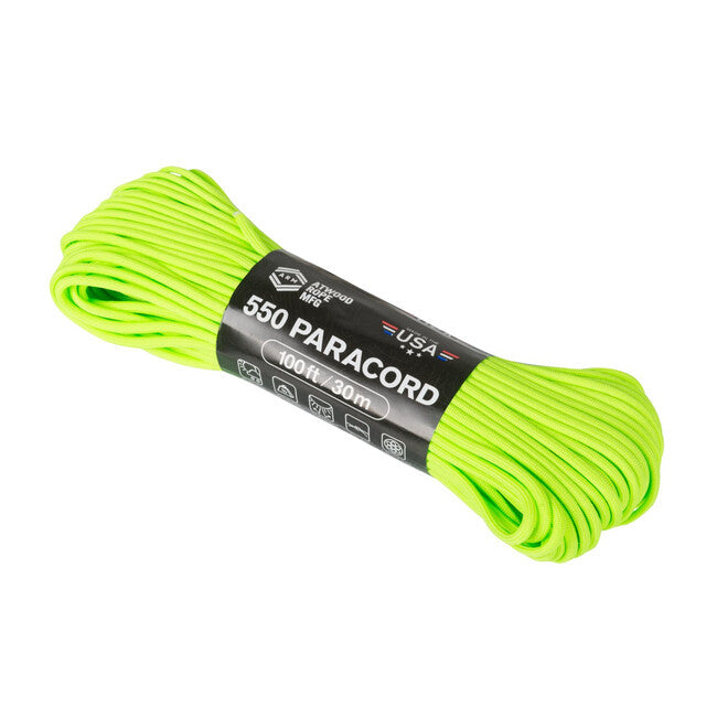 ATWOOD® 550 Paracord въже 100 фута 30 м, неонов зелен (55024CB)