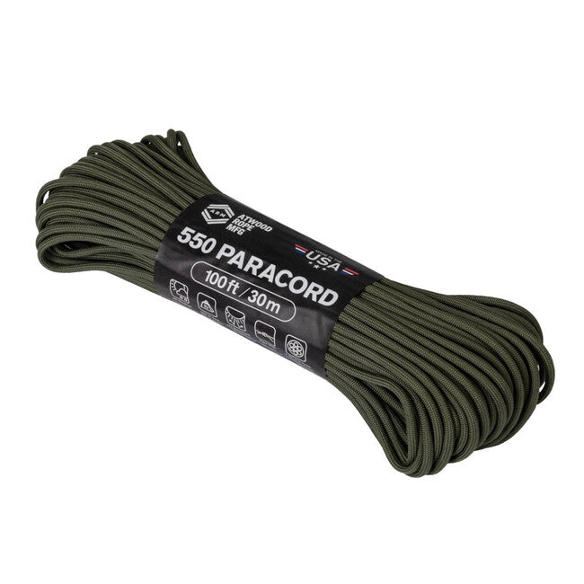 ATWOOD® 550 Paracord въже 100 фута 30 м, маслинено Drab (55024CB)