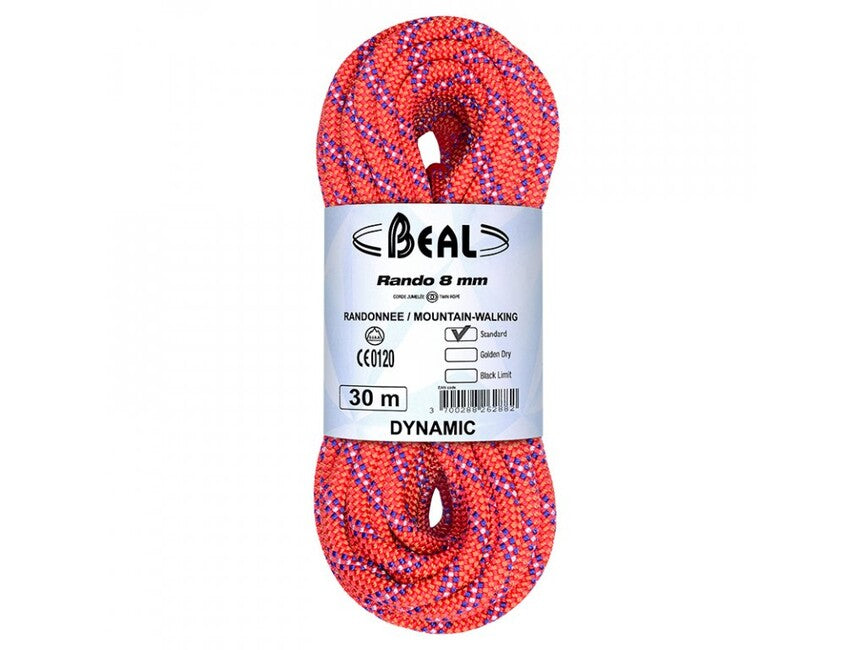 BEAL Rando 8 mm двойно въже за ледникова туристика и ски 20 m, оранжево