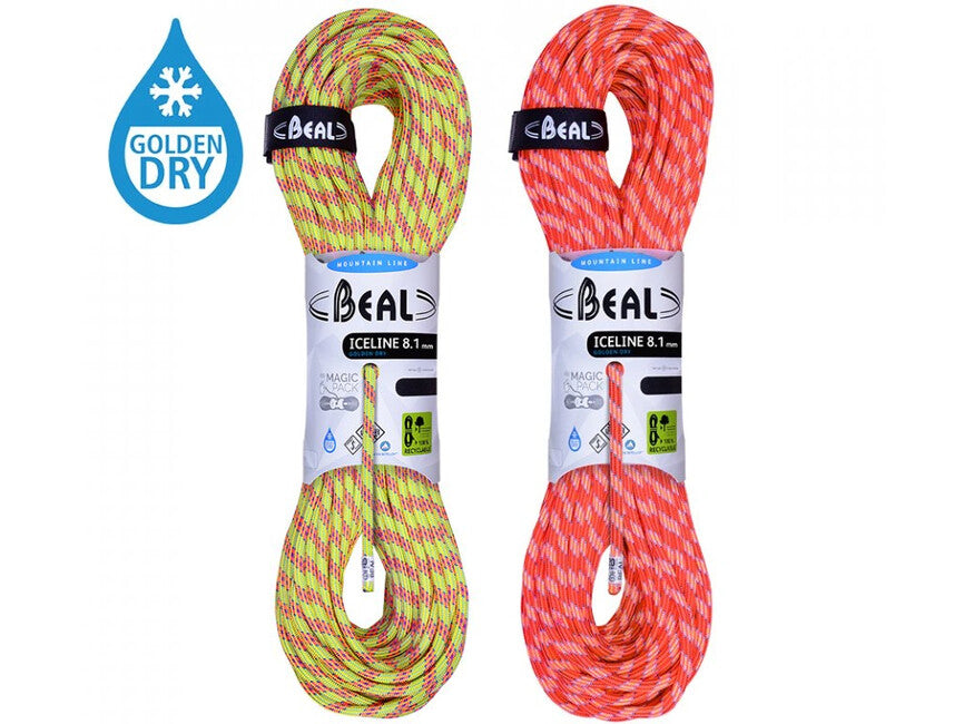 BEAL Ice Line Unicore лезачко въже 8,1 mm 2 × 60 m, анис / оранжево