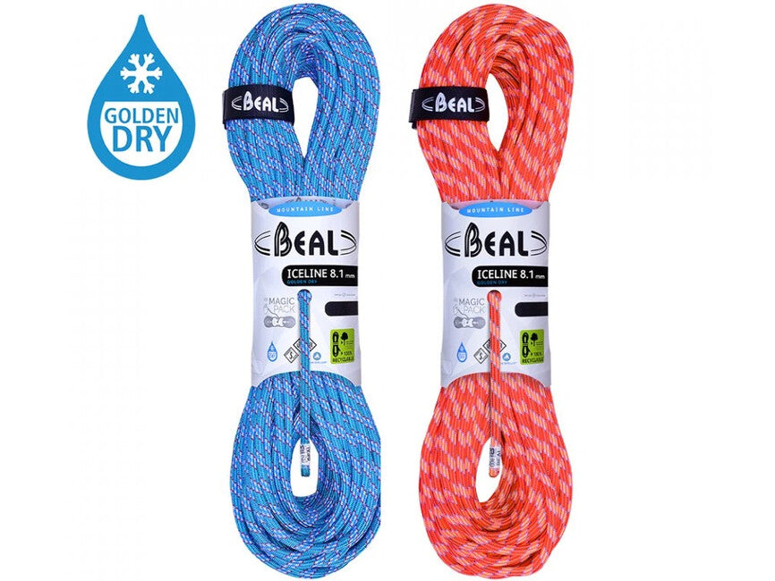 BEAL Ice Line Unicore половичен лезен канат 8,1 mm 2 × 50 m, смарагдено / оранжева