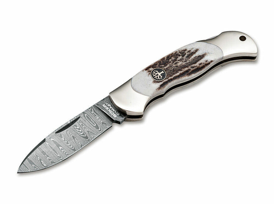 BÖKER® Junior Scout Spearpoint джобен нож 7 см, дамаск, рог
