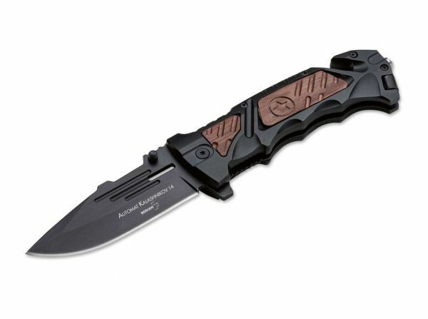 BÖKER® AK-14 нож 9,3 см, черен, алуминий, дърво, калъф найлон