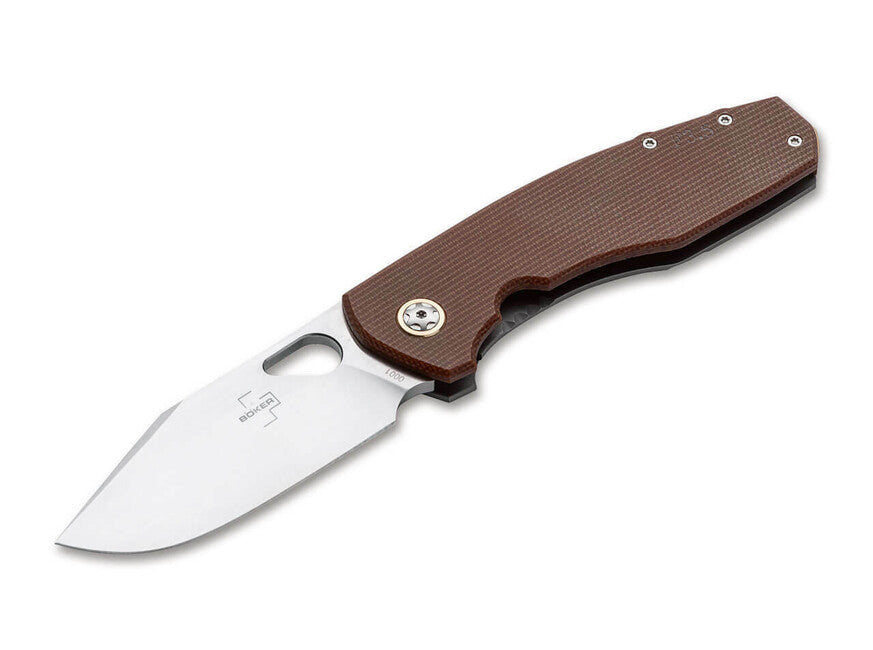 Böker Plus Micarta джобен сгъваемо нож с калъф, 8,5 см, кафяв