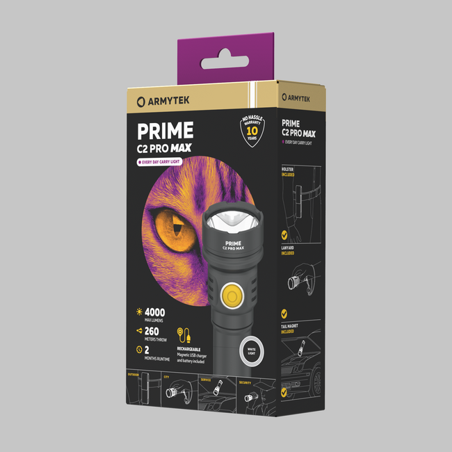 Armytek Prime C2 Pro Max джобен фенер Magnet USB захранване от акумулатор, 4000 lm
