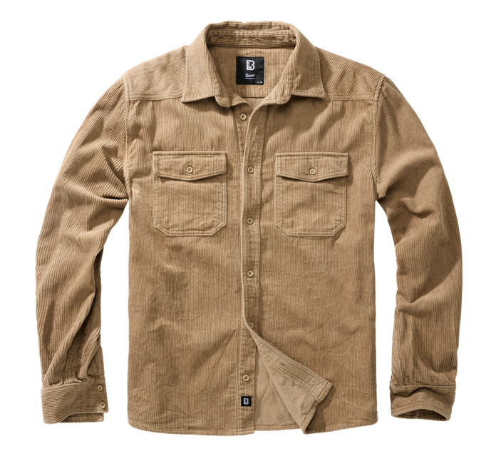 Brandit Corduroy Classic риза с дълги ръкави, камилско