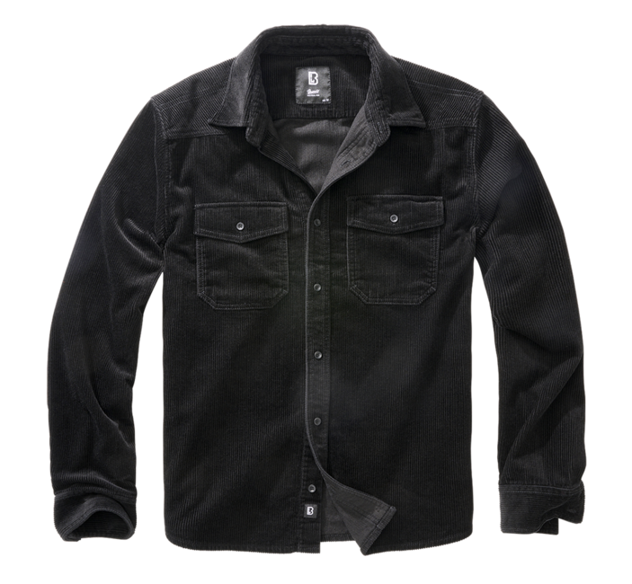 Brandit Classic Corduroy риза с дълги ръкави, черна