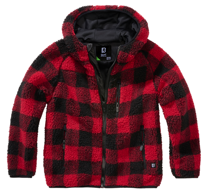 Brandit Teddyfleece яке детско с качулка, червено/черно