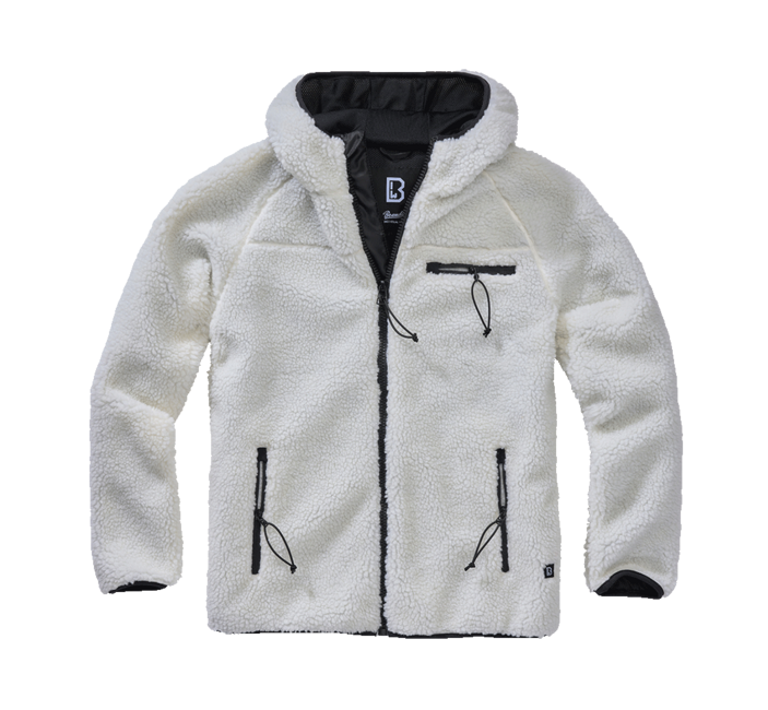 Brandit Worker яке флисов суитшърт с качулка Teddyfleece, бяло