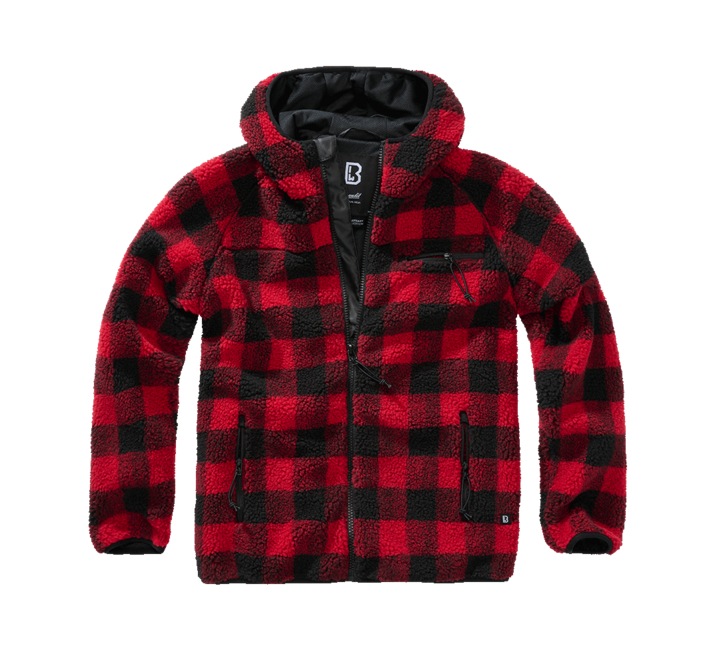 Brandit Worker яке флисов суитшърт с качулка Teddyfleece, червено/черно