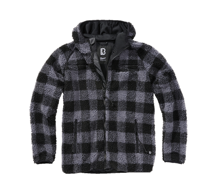 Brandit Worker яке флисов суитшърт с качулка Teddyfleece, черно/сиво