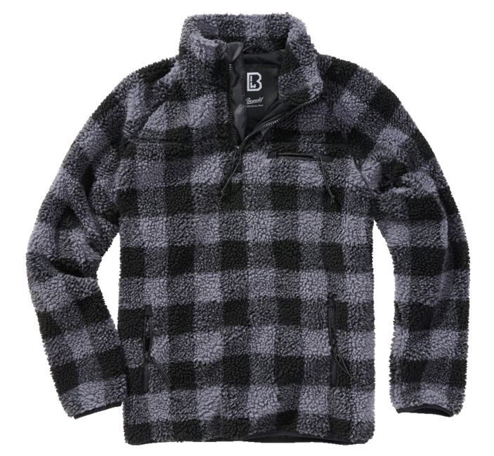 Brandit Teddyfleece Troyer флисов суитшърт, черен/сив