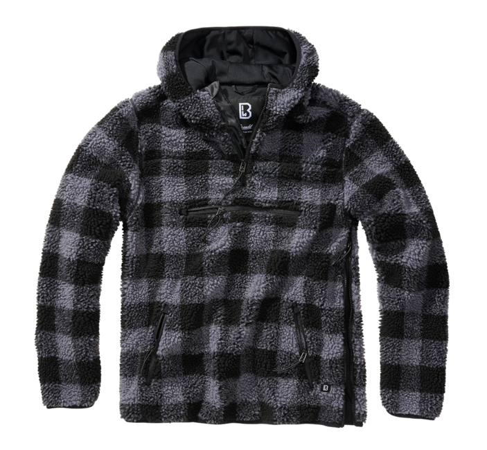 Brandit Teddyfleece Worker флисов суитшърт, черен/сив