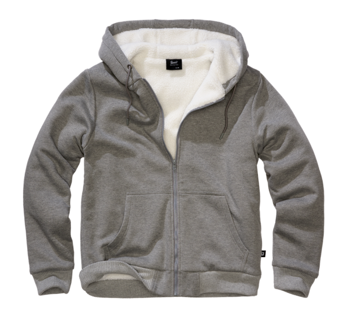Brandit Sweatjacket суитшърт мъжки с топла подплата Teddylining, тъмносив меланж