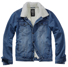 Brandit Sherpa denim jacket with fur, blue