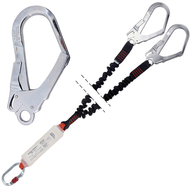 CAMP Shock Absorber Rewind Double комплект за улавяне на падането и еластични шнура със стоманени куки на палмата, 120 - 175 см