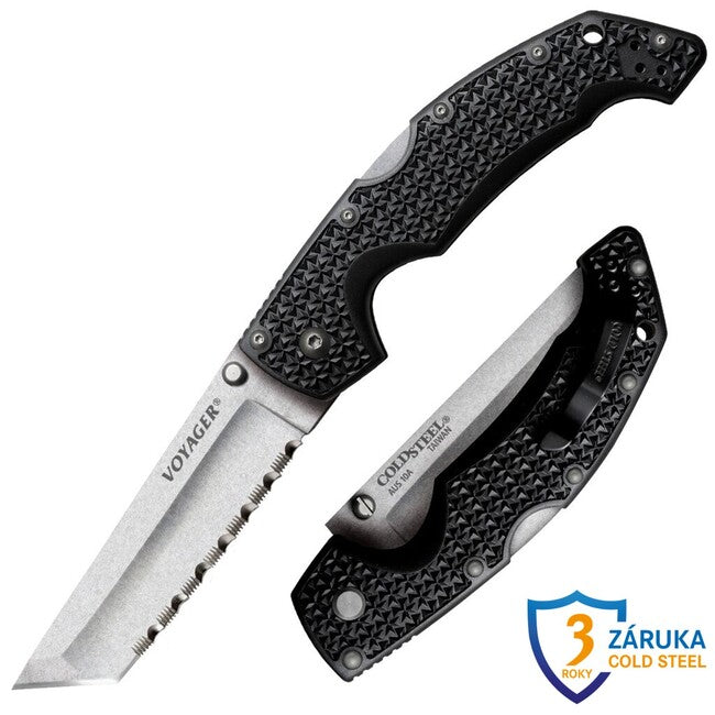 Cold Steel Large Voyager танто с цип нож Pt. Serrated (AUS10A)